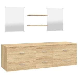 vidaXL Juego de 5 piezas de muebles de ba&ntilde;o de madera de roble