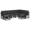 vidaXL Conjunto de sof&aacute;s de exterior Negro y Gris oscuro Poli&eacute;ster