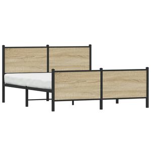 vidaXL Estructura de cama sin colch&oacute;n metal roble Sonoma 137x190 cm
