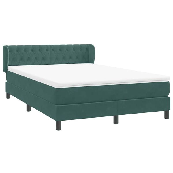 vidaXL Cama box spring con colch&oacute;n terciopelo verde oscuro 140x220 cm