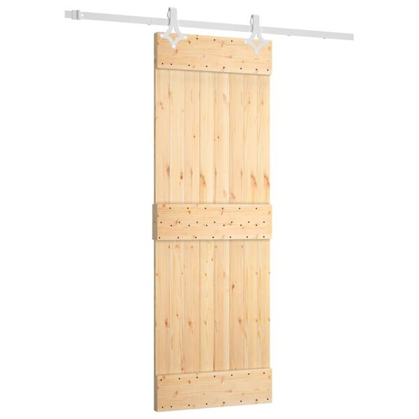 vidaXL Puerta corredera con herrajes madera maciza de pino 70x210 cm