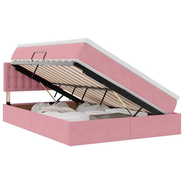vidaXL Cama con almacenamiento Rosa 140 x 190 cm Terciopelo
