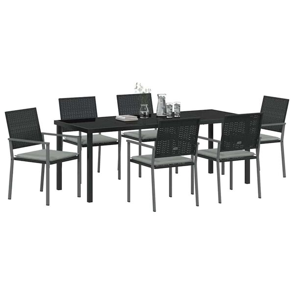 vidaXL Conjunto de Comedor de Jard&iacute;n 7 pcs Negro y Gris Claro
