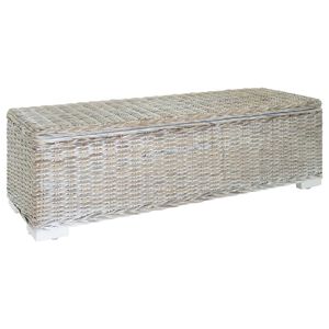 vidaXL Caja almacenaje madera caoba blanco y rat&aacute;n Kubu natural 110 cm