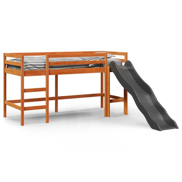 vidaXL Cama alta para ni&ntilde;os sin colch&oacute;n madera pino marr&oacute;n 80x200 cm