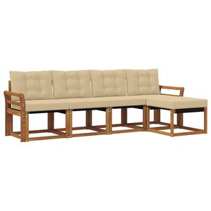vidaXL Conjunto de sof&aacute;s de exterior con coj&iacute;n 5 pcs Natural y Beige
