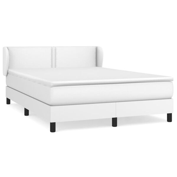 vidaXL Cama box spring con colch&oacute;n cuero sint&eacute;tico blanco 140x200cm