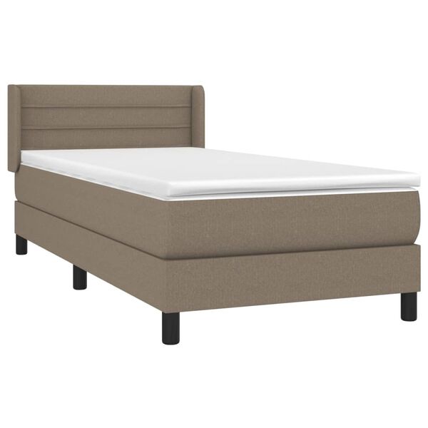 vidaXL Cama box spring con colch&oacute;n tela gris taupe 100x200 cm