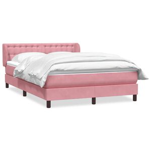 vidaXL Cama box spring con colch&oacute;n terciopelo rosa 160x220 cm