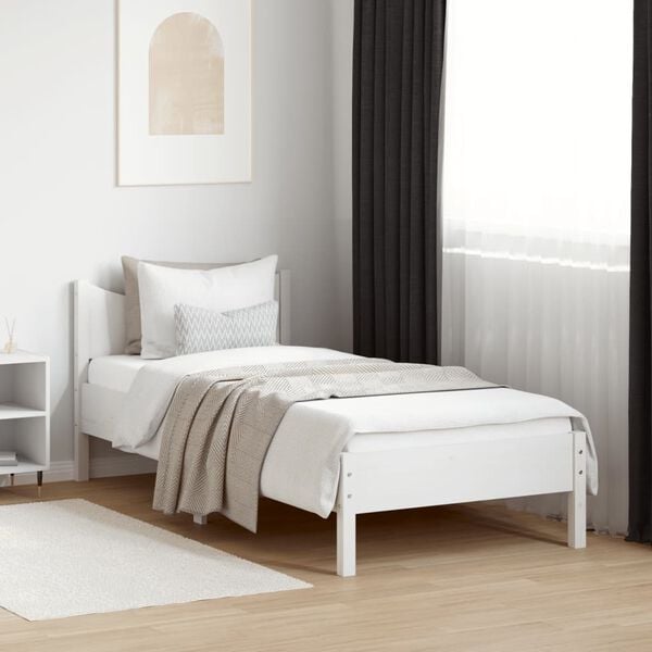 vidaXL Estructura de cama sin colch&oacute;n madera de pino blanca 90x200 cm