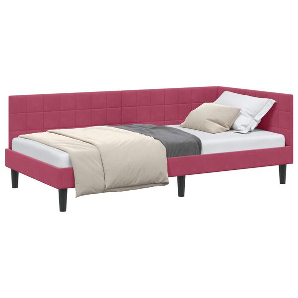 vidaXL Estructura de cama en esquina Rojo vino 90 cm x 190 cm