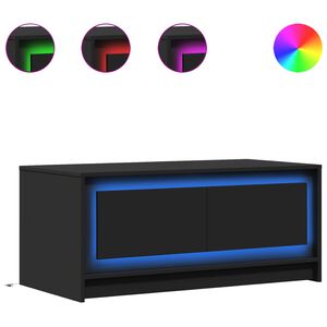 vidaXL Mesa de centro con luces LED madera de ingenier&iacute;a negra