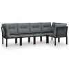 vidaXL Juego de muebles de jard&iacute;n 5 pzas rat&aacute;n sint&eacute;tico negro y gris