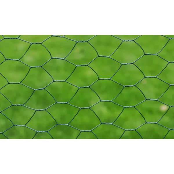vidaXL Malla de alambre hexagonal acero verde oscuro 1x25 m