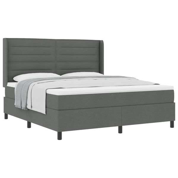 vidaXL Cama tipo Box Spring con colch&oacute;n Gris oscuro 200 x 180 cm tela