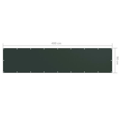 vidaXL Toldo para balcón tela oxford verde oscuro 90x400 cm