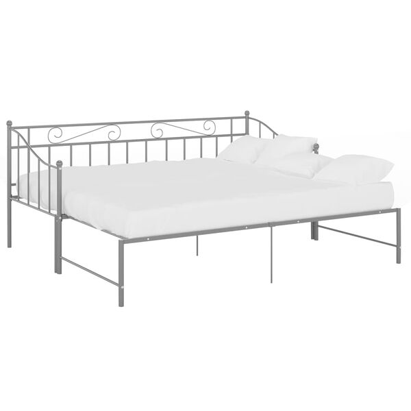 vidaXL Estructura sof&aacute; cama extra&iacute;ble sin colch&oacute;n metal gris 90x200 cm