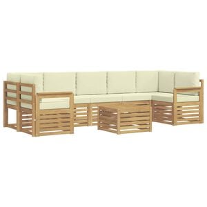 vidaXL Conjunto de sof&aacute;s de exterior 8 uds. Blanco y Crema Poli&eacute;ster
