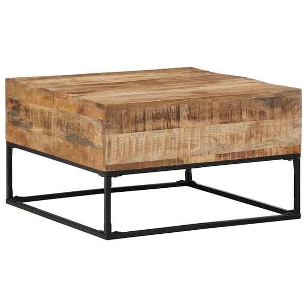 vidaXL Mesa de centro madera de mango rugosa 68x68x41 cm