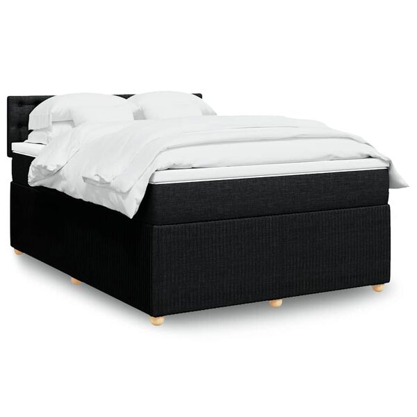 vidaXL Cama box spring con colch&oacute;n tela negro 160x200 cm