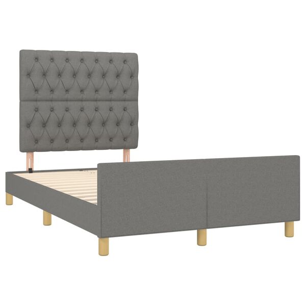 vidaXL Estructura de cama sin colch&oacute;n tela gris oscuro 120x200 cm