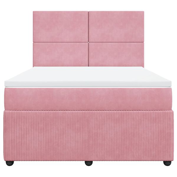 vidaXL Cama box spring con colch&oacute;n terciopelo rosa 160x200 cm