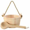vidaXL Cubo de Sauna 2 uds. Marr&oacute;n Madera de Pino S&oacute;lida y C&aacute;&ntilde;amo