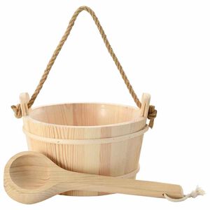 vidaXL Cubo de Sauna 2 uds. Marr&oacute;n Madera de Pino S&oacute;lida y C&aacute;&ntilde;amo