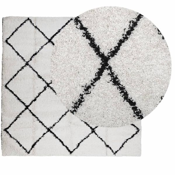 vidaXL Alfombra de pelo largo moderna PAMPLONA crema y negro 240x240cm