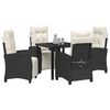 vidaXL Conjunto de Comedor de Jard&iacute;n 5 pcs Negro rat&aacute;n sint&eacute;tico