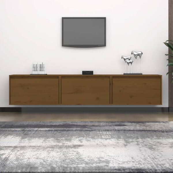 vidaXL Mueble de TV 3 piezas madera maciza de pino marr&oacute;n miel