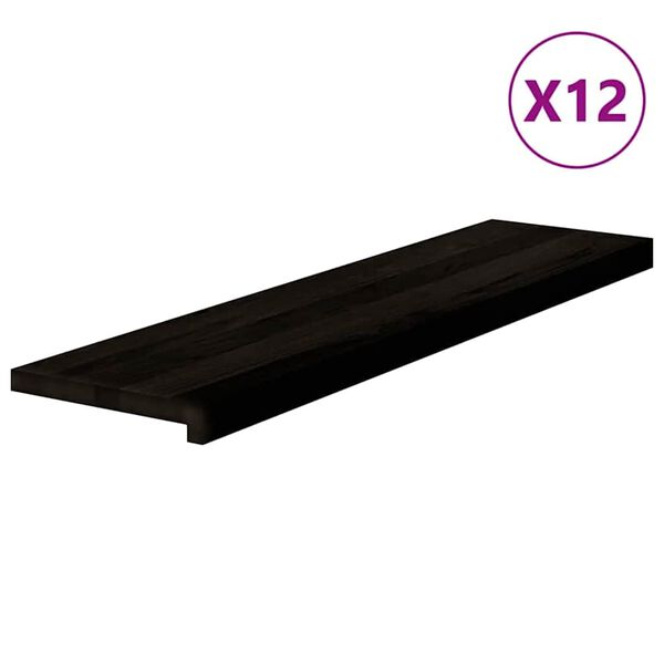 vidaXL Pelda&ntilde;os de escalera 12 uds madera maciza roble marr&oacute;n oscuro