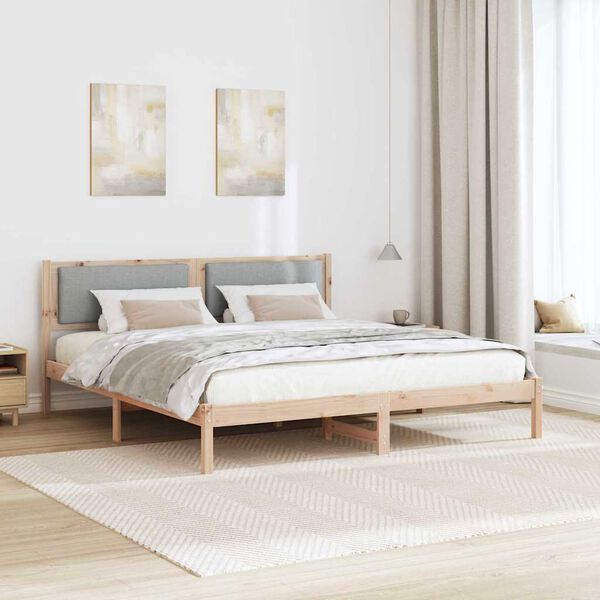 vidaXL Estructura de cama con cabecera Gris Claro 200 x 200 cm