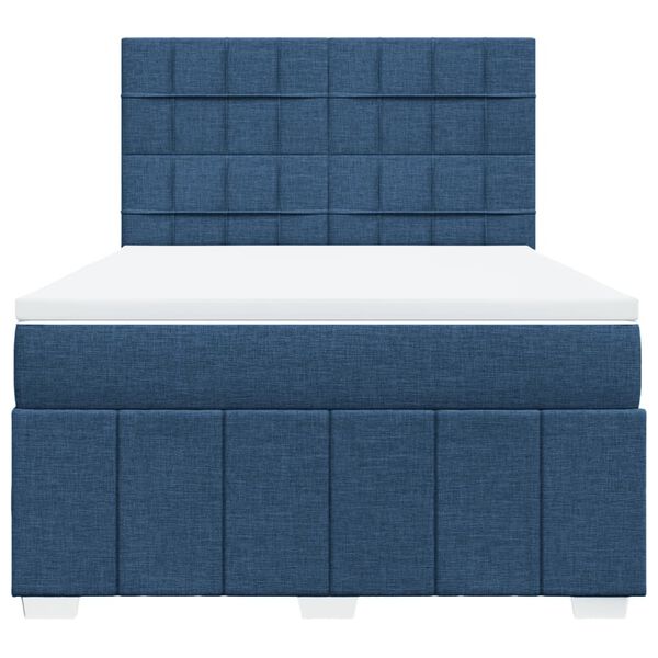 vidaXL Cama box spring con colchón tela azul 160x200 cm