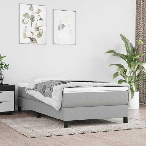 vidaXL Cama box spring con colchón tela gris claro 90x190 cm