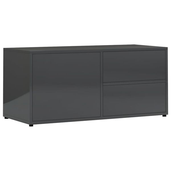 vidaXL Mueble TV madera contrachapada gris brillante 80x34x36 cm