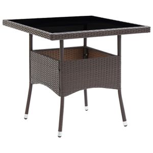 vidaXL Mesa de comedor de jard&iacute;n rat&aacute;n sint&eacute;tico marr&oacute;n