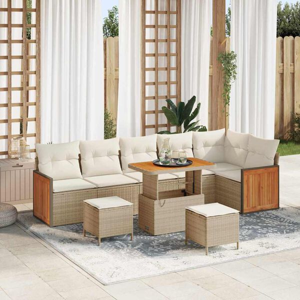 vidaXL Conjunto de sof&aacute;s de jard&iacute;n con coj&iacute;n 11 pcs Beige y Crema