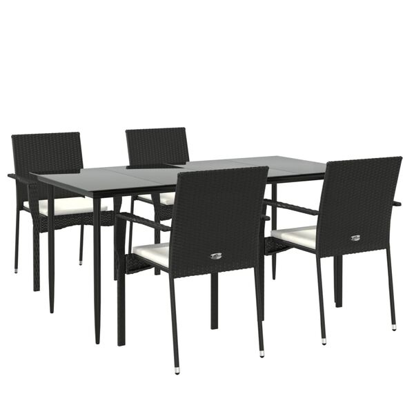 vidaXL Set de muebles jard&iacute;n 5 pzas con cojines rat&aacute;n sint&eacute;tico negro
