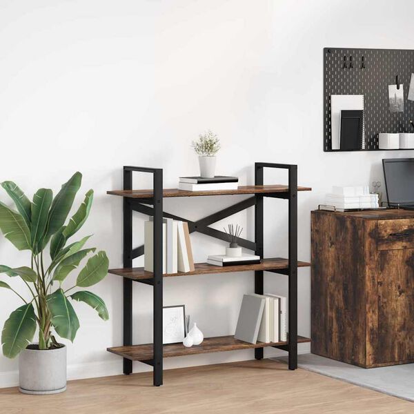 vidaXL Estante de libros Roble ahumado 100 x 33,5 x 102 cm