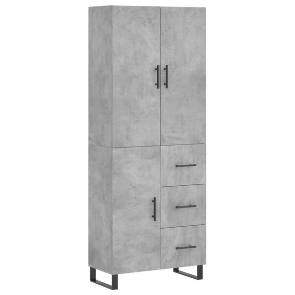vidaXL Aparador alto madera contrachapada gris hormig&oacute;n 69,5x34x180 cm
