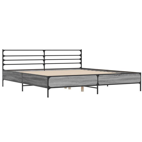 vidaXL Estructura cama madera ingenier&iacute;a metal gris Sonoma 200x200 cm