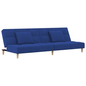 vidaXL Sof&aacute; cama de 2 plazas con dos almohadas tela azul