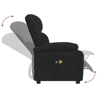 vidaXL Sillón reclinable de masaje eléctrico de tela negro
