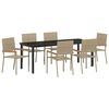 vidaXL Conjunto de Comedor de Jard&iacute;n 7 pcs Beige rat&aacute;n sint&eacute;tico