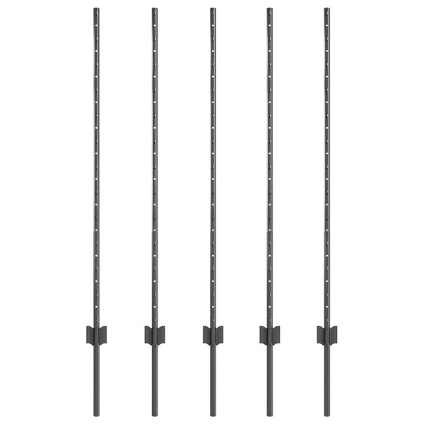 vidaXL Poste de Valla 5 pcs Gris 120 cm Acero
