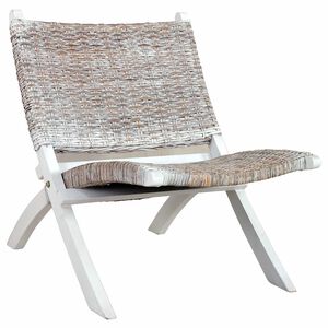vidaXL Silla de rat&aacute;n kubu natural y madera maciza de caoba blanca