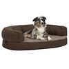 vidaXL Colch&oacute;n de cama de perro ergon&oacute;mico aspecto lino marr&oacute;n 75x53cm