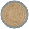 vidaXL Alfombra hecha a mano de yute con borde verde oliva 120 cm