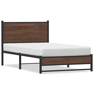 vidaXL Estructura de cama sin colch&oacute;n metal marr&oacute;n roble 100x200 cm